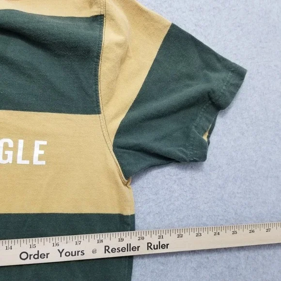 American Eagle Polo Shirt Mens Small Green‎ Short Sleeve Striped Cotton - Picture 9 of 13